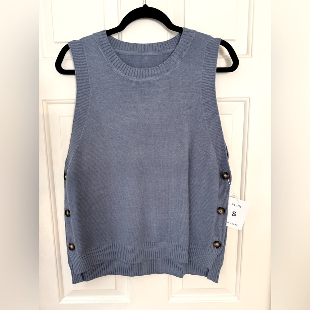 NET BLUE SWEATER VEST-S - Picture 8 of 13